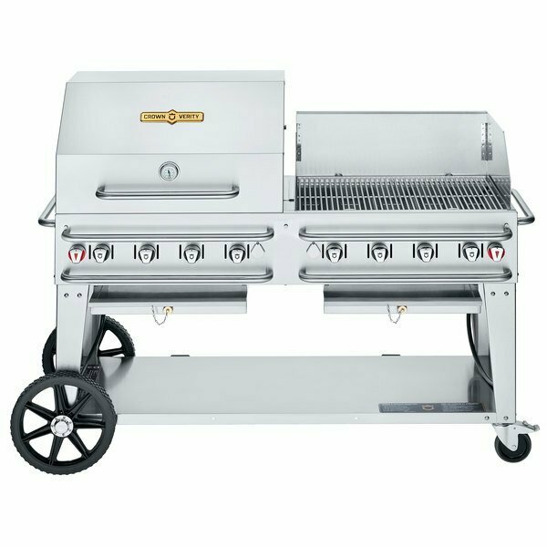 Crown Liquid Propane 60in Pro Series Outdoor Rental Grill w RWP Roll Dome / Wind Guard Package 255RCB60PKG1